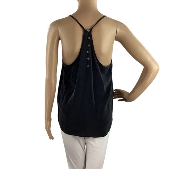 Amanda Uprichard Silk Racerback Tank Top Dusty Black Button Detail Small - Picture 5 of 8
